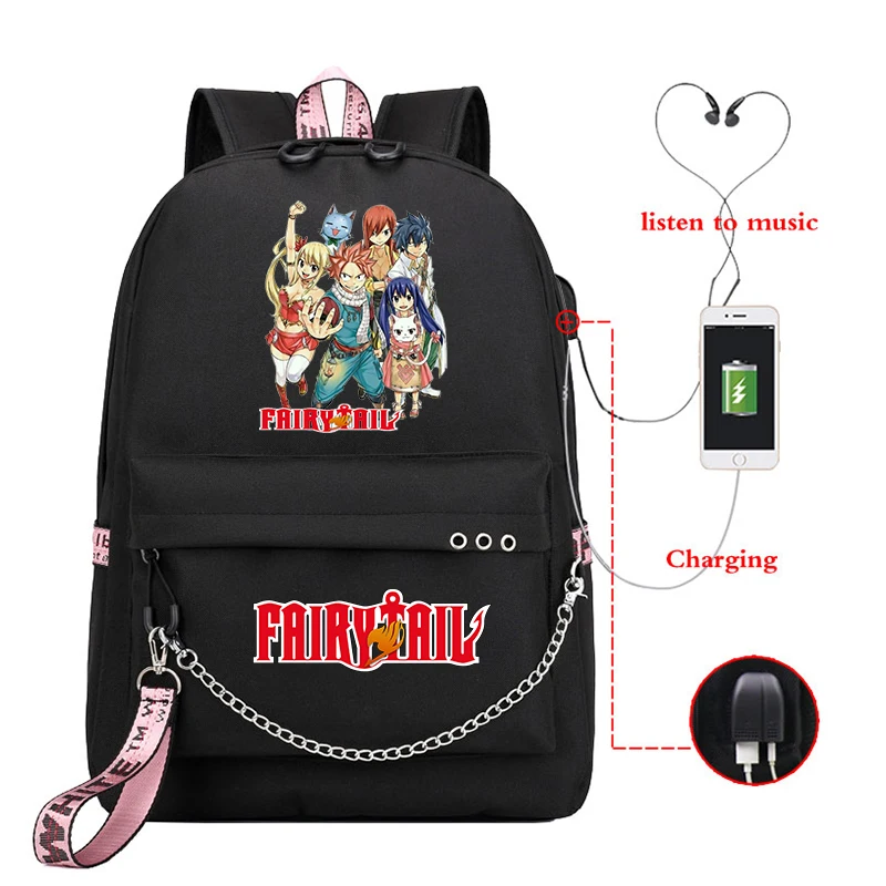 FAIRY TAIL Girls Backpack Teenager Bookbag Canvas USB Charging Backpacks Laptop School-Bags Travel Female Backpack Women Pink
FAIRY TAIL Girls Backpack Teenager Bookbag Canvas USB Charging Backpacks Laptop School-Bags Travel Female Backpack Women Pink