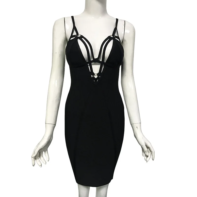 Sexy Black Sling dress Women Robe bandage Sheath Sleeveless Hollow Out Stage V-Neck Elegant Party Evening Club Dresses vestido
Sexy Black Sling dress Women Robe bandage Sheath Sleeveless Hollow Out Stage V-Neck Elegant Party Evening Club Dresses vestido