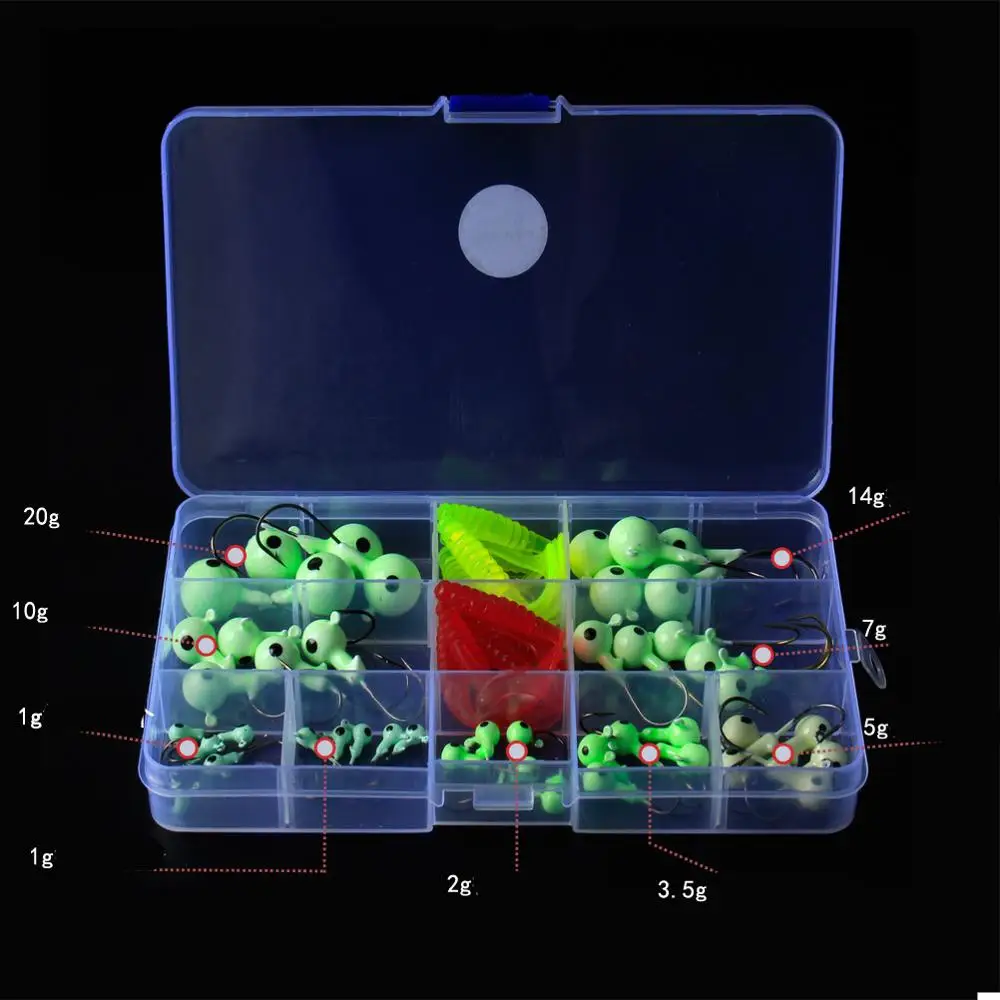 Luminous Jig Head Hook Set Mixed Size Barded Hook Lead Head Lure Soft Worm Jig Hook for Carp Fishing Lure Accessories DG21
Luminous Jig Head Hook Set Mixed Size Barded Hook Lead Head Lure Soft Worm Jig Hook for Carp Fishing Lure Accessories DG21