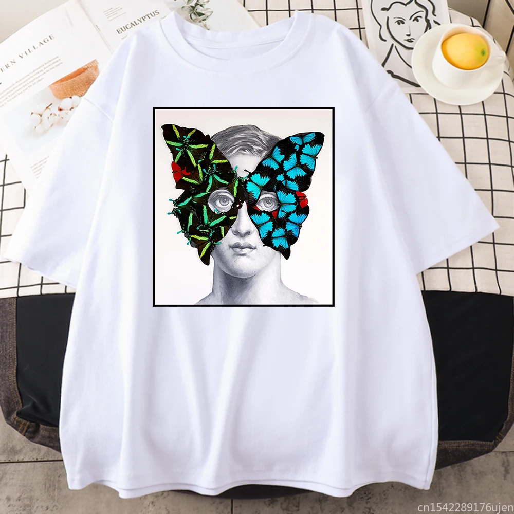 Two-Tone Butterfly Mask Printed Women's T Shirts Oversized Clothing Loose Vintage Tshirts Fashion T-Shirts O-Neck
Two-Tone Butterfly Mask Printed Women's T Shirts Oversized Clothing Loose Vintage Tshirts Fashion T-Shirts O-Neck