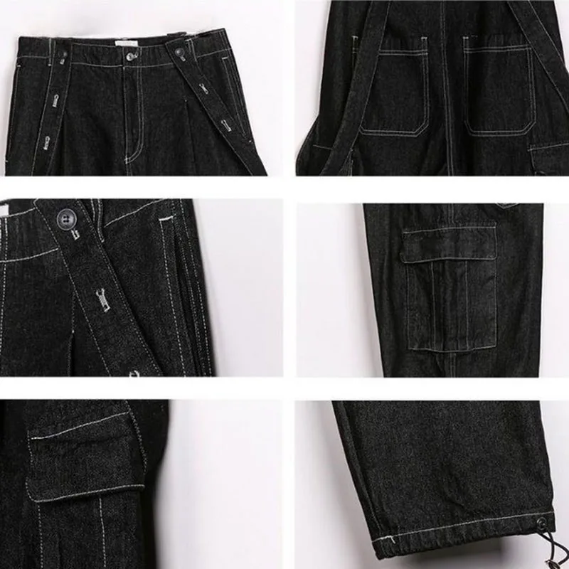 Jumpsuits Womens BF Large Size S-3XL Japanese Style Harajuku Vintage Retro Couples Loose High Waist Cargo Trousers Denim Female 
Jumpsuits Womens BF Large Size S-3XL Japanese Style Harajuku Vintage Retro Couples Loose High Waist Cargo Trousers Denim Female