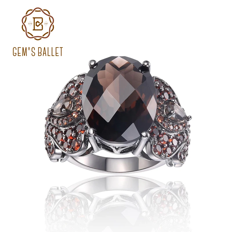 GEM'S BALLET 925 Sterling Silver Gemstone Cocktail Rings Special Design OCT Cutting Natural Smoky Quartz Ring For Women Party
GEM'S BALLET 925 Sterling Silver Gemstone Cocktail Rings Special Design OCT Cutting Natural Smoky Quartz Ring For Women Party