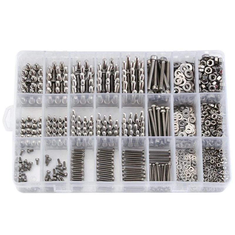 1080PCS M2/M3/M4 Stainless Steel Hex Socket Bolt and Nuts Set Fastener Hardware Hexagon Socket Head Cap Screws Flat Washer with
1080PCS M2/M3/M4 Stainless Steel Hex Socket Bolt and Nuts Set Fastener Hardware Hexagon Socket Head Cap Screws Flat Washer with