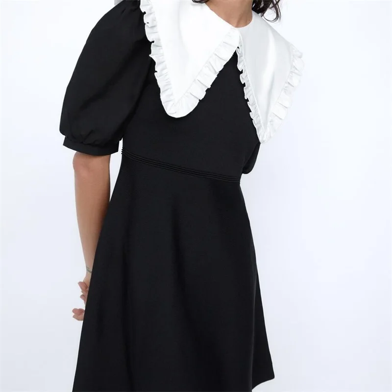 Women 2021 Sweet Fashion Patchwork Knitted Mini Dress Vintage Navy Collar Short Sleeve Female Dresses Vestidos
Women 2021 Sweet Fashion Patchwork Knitted Mini Dress Vintage Navy Collar Short Sleeve Female Dresses Vestidos