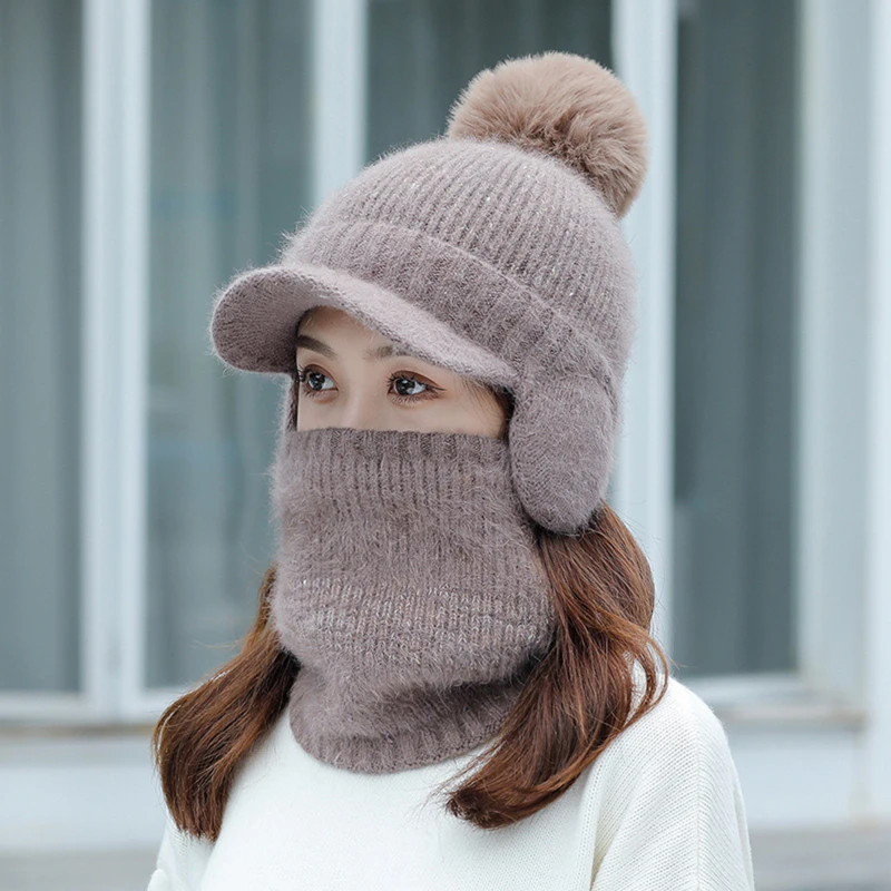 Winter Knitted Beanies Hats Women Thick Warm Beanie Skullies Hat Female Knit Ear Caps Pompom Outdoor Riding Sets
Winter Knitted Beanies Hats Women Thick Warm Beanie Skullies Hat Female Knit Ear Caps Pompom Outdoor Riding Sets