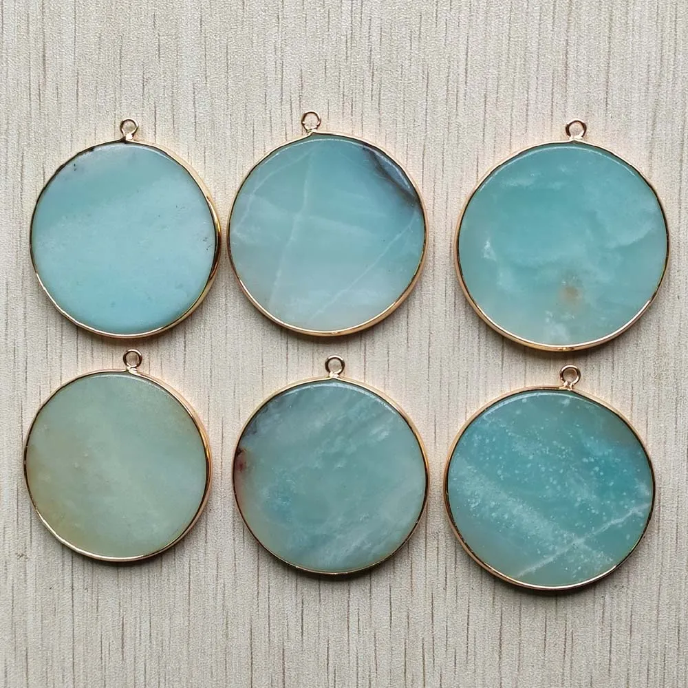 Fashion natural amazonite stone round gold color side pendants for women and men jewelry making Wholesale 6pcs/lot free shipping
Fashion natural amazonite stone round gold color side pendants for women and men jewelry making Wholesale 6pcs/lot free shipping