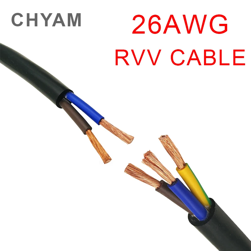 

Медный провод RVV 26AWG, 2/3/4/5/6/8/10/12 штырьков, проводник, электрический кабель, черные провода с мягкой оболочкой 0, 15 мм2