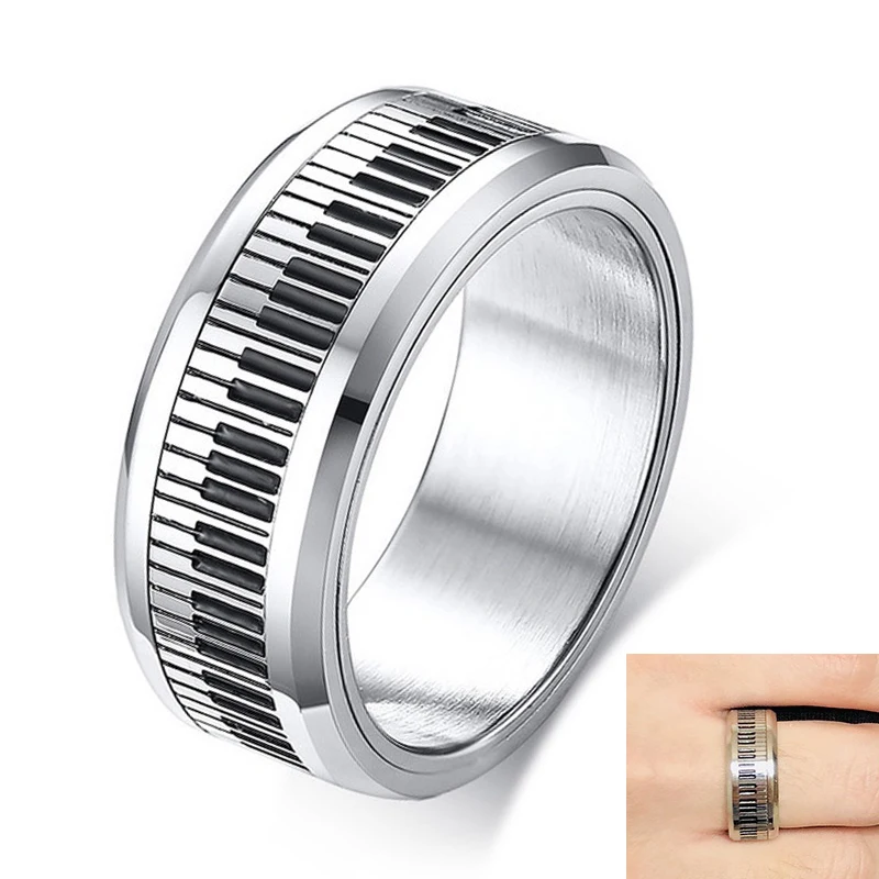 Punk Rotatable Ring for Men 8MM Stainless Steel Black And White Piano Key Spinner Gift Ring Jewelry
Punk Rotatable Ring for Men 8MM Stainless Steel Black And White Piano Key Spinner Gift Ring Jewelry