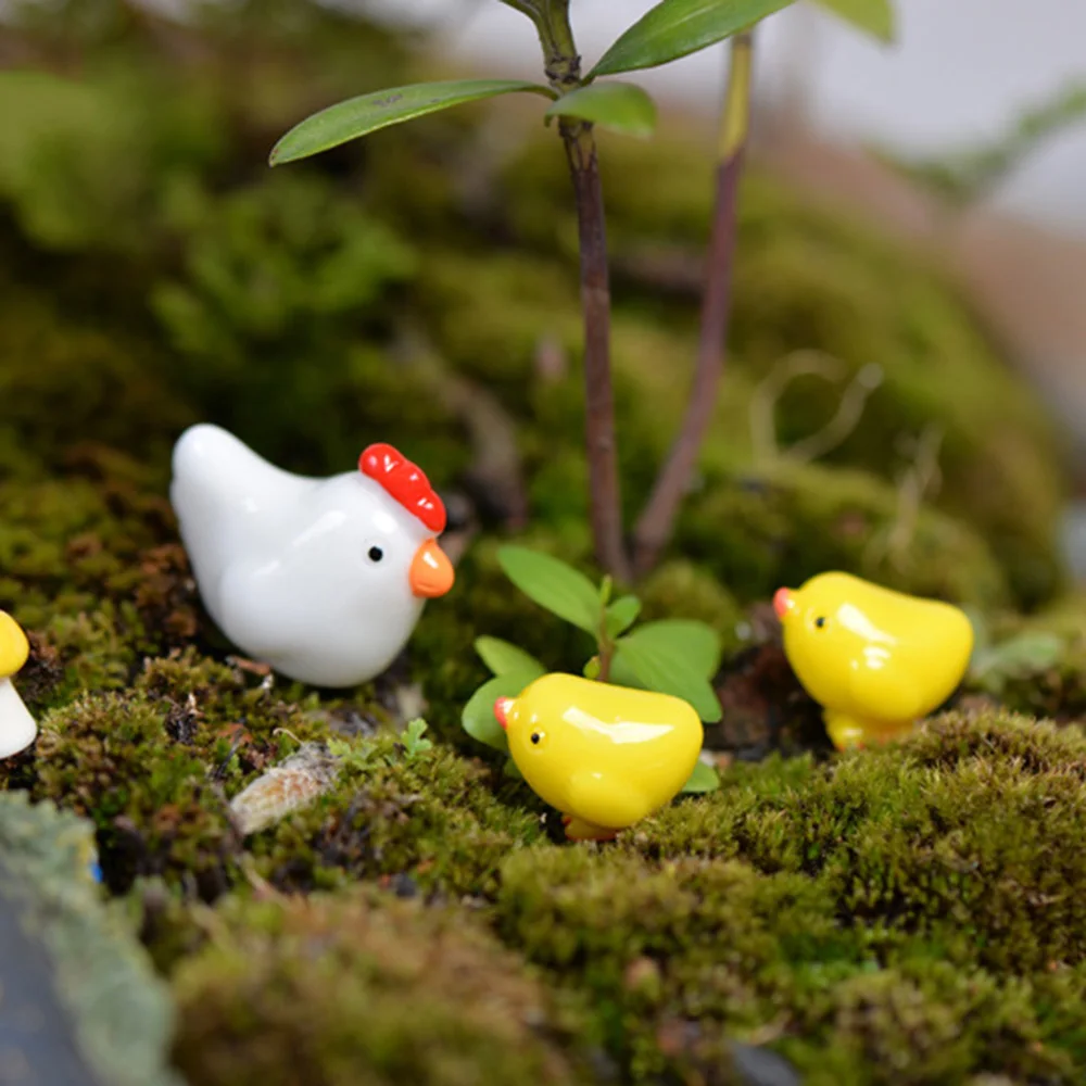 12 штук куриного яичного гнезда фигурки миниатюрные смешанные курицы домашнее