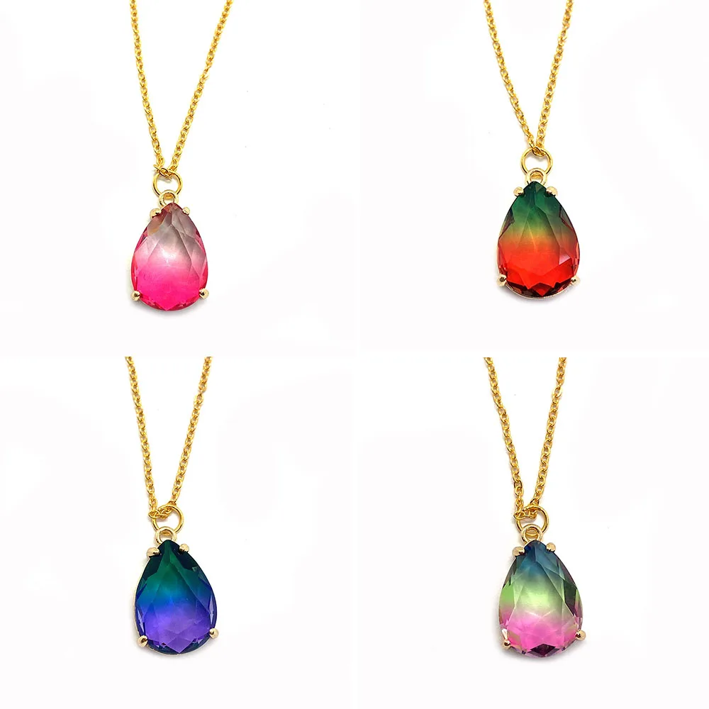 Natural Stone Crystal Necklace Pendant Lady Color Gradient Crystal Drop Shape Pendant Clavicle Lady Metal Chain Simple Jewelry
Natural Stone Crystal Necklace Pendant Lady Color Gradient Crystal Drop Shape Pendant Clavicle Lady Metal Chain Simple Jewelry