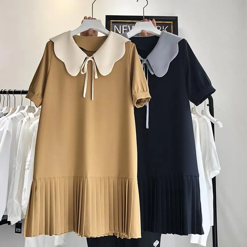Baby Collar Chiffon Dress 2021 summer new Korean loose college lace up pleated vestido de mujer Lace Polyester
Baby Collar Chiffon Dress 2021 summer new Korean loose college lace up pleated vestido de mujer Lace Polyester