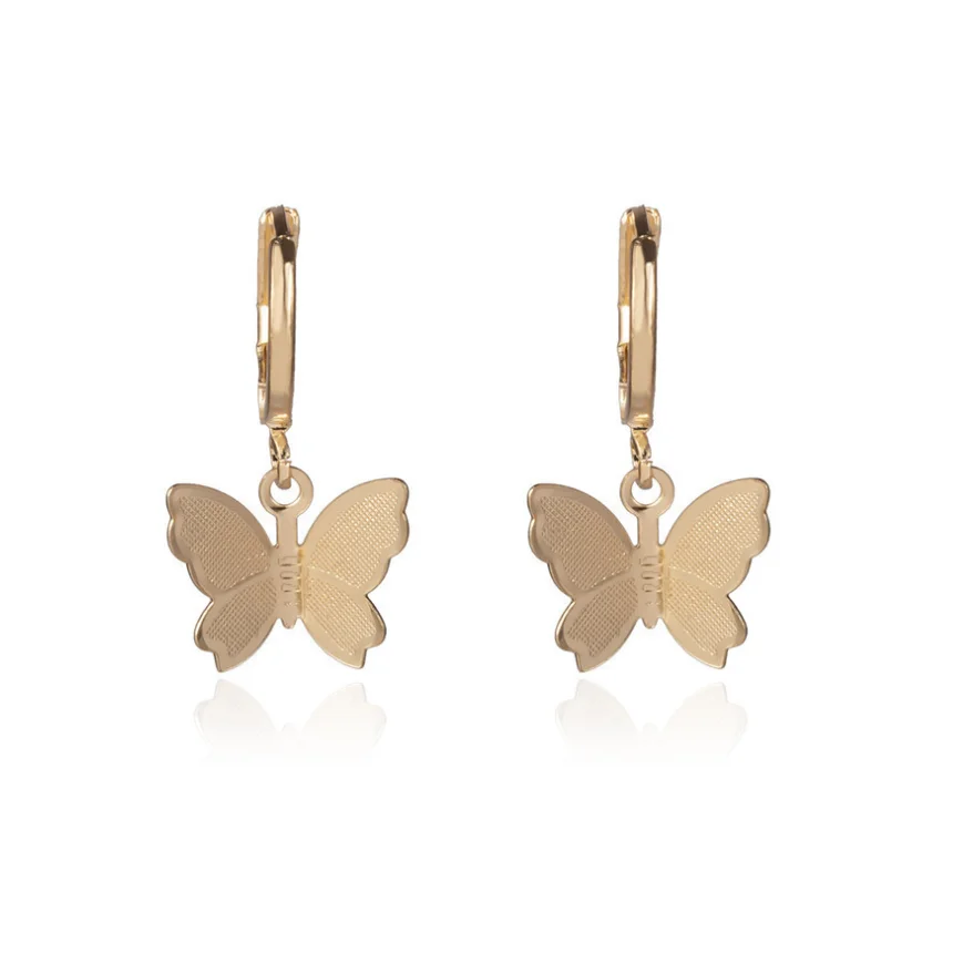 Новые серьги-обручи с бабочками полые металлические золотистые и Серебристые