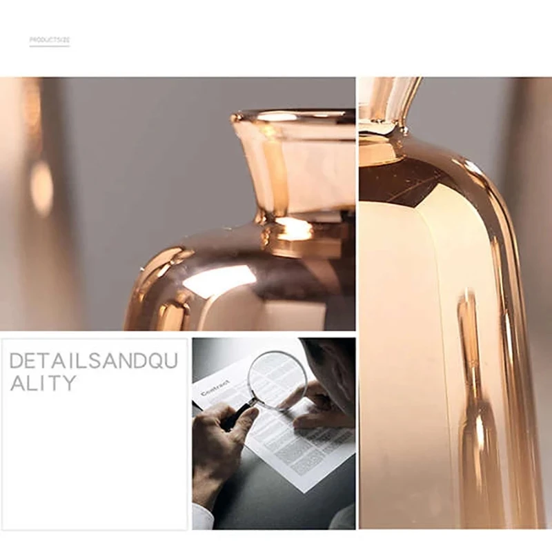 Glass Vase Nordic Electroplated Gold Vase Glass Flower Vases for Home Decor Dried Flower Bottle Bar Decoration
Glass Vase Nordic Electroplated Gold Vase Glass Flower Vases for Home Decor Dried Flower Bottle Bar Decoration