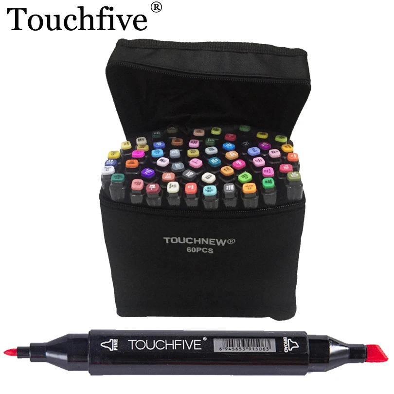

TOUCHFIVE 30 40 60 80 Colors Markers Sets Dual Tip Alcohol Sketch Marker Coloring Drawing Underlining Manga Dessin Art Supplies