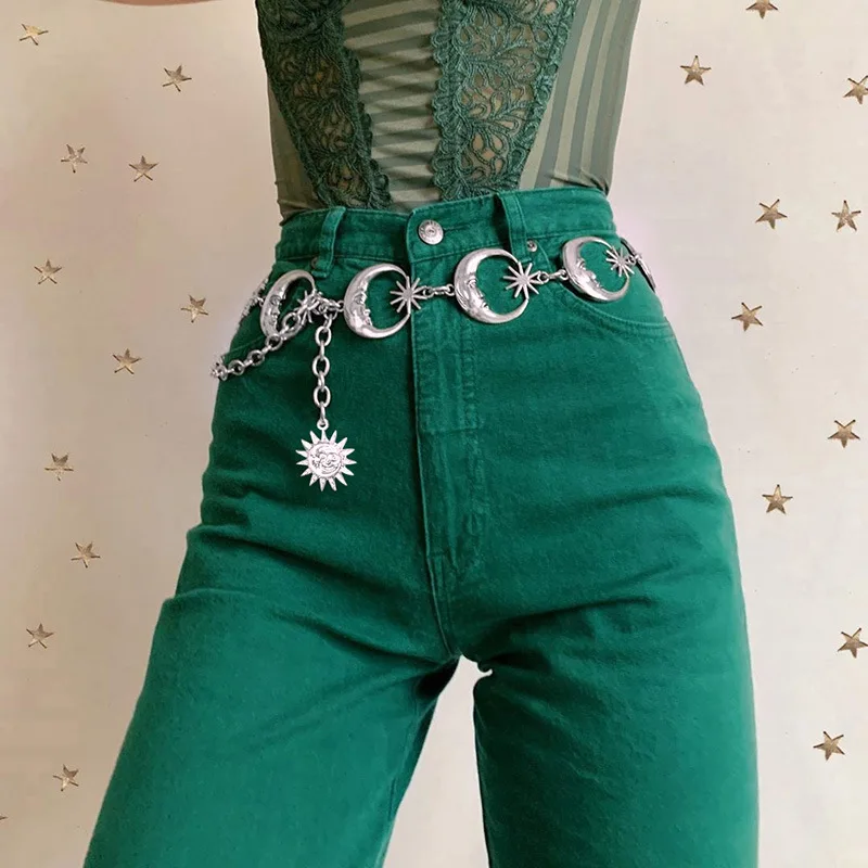 New Fashion Punk Moon Sun Metal Belt Women Vintage High Waist Chain Waist Belts Gothic Sliver Pendant Belts Female
New Fashion Punk Moon Sun Metal Belt Women Vintage High Waist Chain Waist Belts Gothic Sliver Pendant Belts Female
