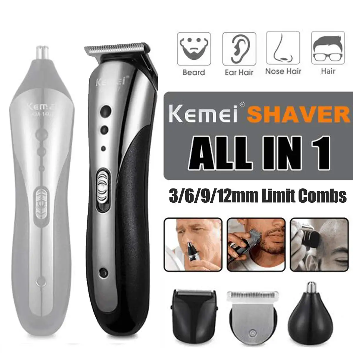3 in 1 Rechargeable Eletric Shaver for Men Hair Clipper Nose Beard Trimmer Shaving Machine Beard Razor Face Cleaning Brush
3 in 1 Rechargeable Eletric Shaver for Men Hair Clipper Nose Beard Trimmer Shaving Machine Beard Razor Face Cleaning Brush