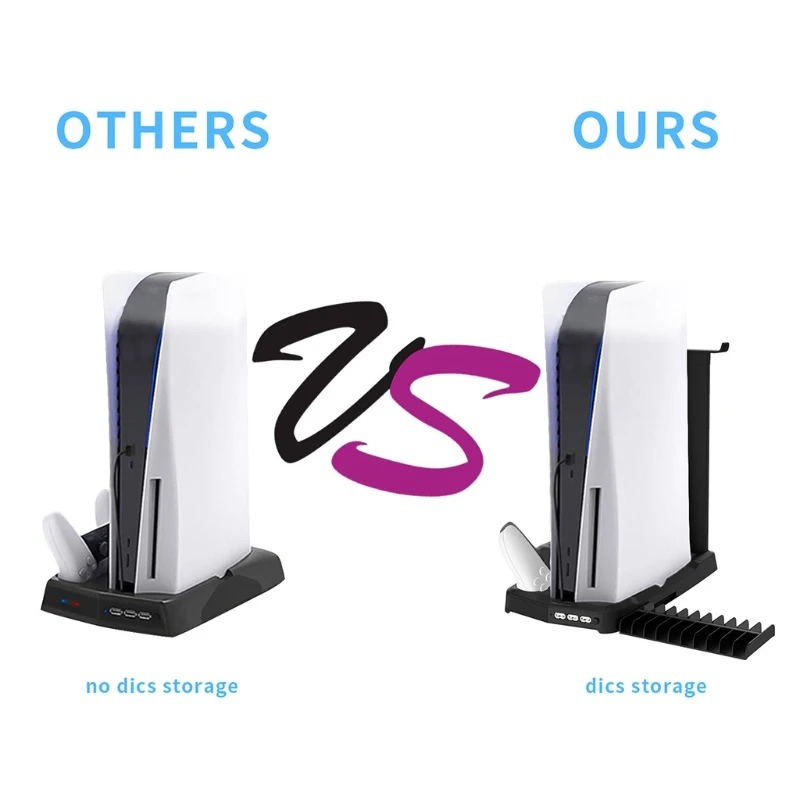 50LA Vertical Stand with Cooling Fan for PS5 Console and PS5 Digital Edition Charging Station Dock with Dual Charger Ports
50LA Vertical Stand with Cooling Fan for PS5 Console and PS5 Digital Edition Charging Station Dock with Dual Charger Ports