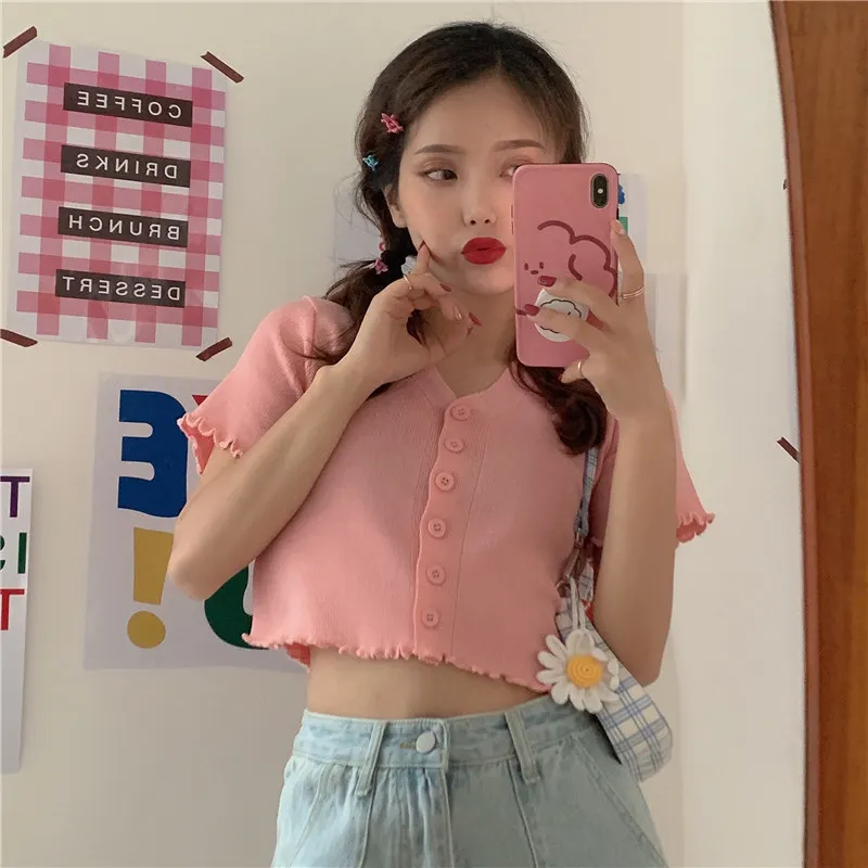 Women Cardigan Summer Cropped Sweater 2021 New Ladies Short Sleeve V-Neck Single Breasted Knitted Ruched Casual Shirt 2021 New
Women Cardigan Summer Cropped Sweater 2021 New Ladies Short Sleeve V-Neck Single Breasted Knitted Ruched Casual Shirt 2021 New