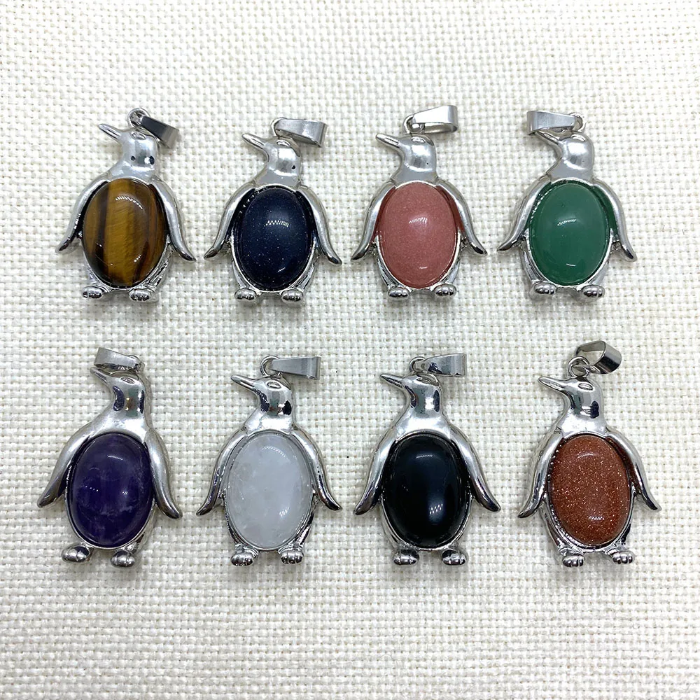 Natural Stone Pendant Penguin-shaped Tiger Eye Lapis Lazuli Black Agate Opal Green Aventurine Pink Crystal DIY Necklace
Natural Stone Pendant Penguin-shaped Tiger Eye Lapis Lazuli Black Agate Opal Green Aventurine Pink Crystal DIY Necklace