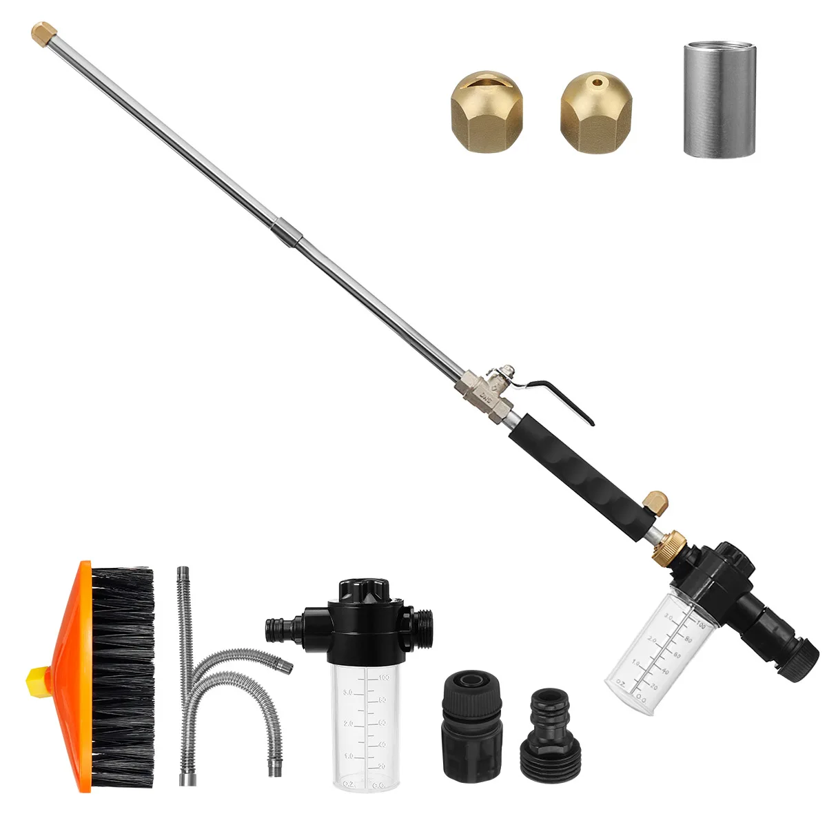 High Pressure Washer Spray Gun 33'' Extendable Sprayer Wand with Flexible Hose Nozzle Foam 360° Brush for Car Garden Cleaning
High Pressure Washer Spray Gun 33'' Extendable Sprayer Wand with Flexible Hose Nozzle Foam 360° Brush for Car Garden Cleaning