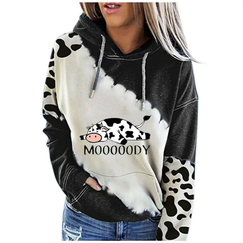 Women Long Sleeve Tops Pullover Hooded Sweatshirt Cartoon Cows Printed Casual Fashion 2021 Winter Ladies Patchwork Loose Hoodie
Women Long Sleeve Tops Pullover Hooded Sweatshirt Cartoon Cows Printed Casual Fashion 2021 Winter Ladies Patchwork Loose Hoodie