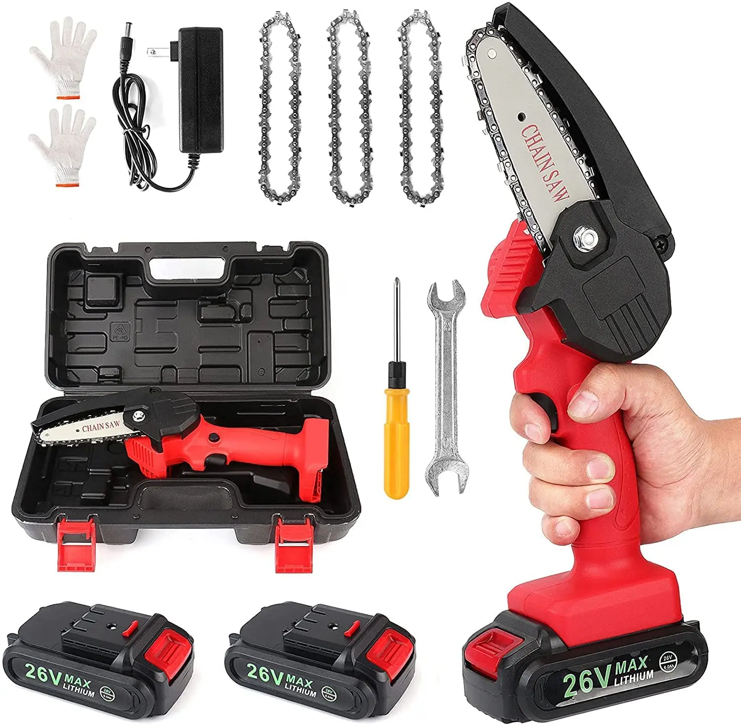 Mini Chainsaw Cordless Power Electric-Chain-Saws - 4 Inch Battery Power Chainsaw Small Portable Metal wall plate
Mini Chainsaw Cordless Power Electric-Chain-Saws - 4 Inch Battery Power Chainsaw Small Portable Metal wall plate