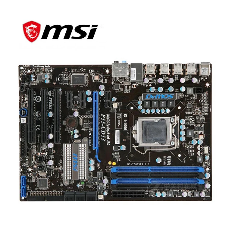 Для материнской платы MSI P55 CD53 LGA 1156 DDR3 для Intel P55M десктопная материнская плата SATA II