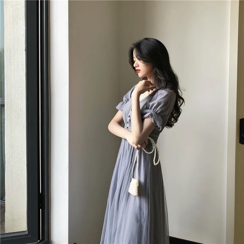Hstar Elegant Vintage Female Vestidos Summer Mesh Dress Women Puff Sleeve V-neck A-line Slim Korean Style Mesh Retro Dress
Hstar Elegant Vintage Female Vestidos Summer Mesh Dress Women Puff Sleeve V-neck A-line Slim Korean Style Mesh Retro Dress
