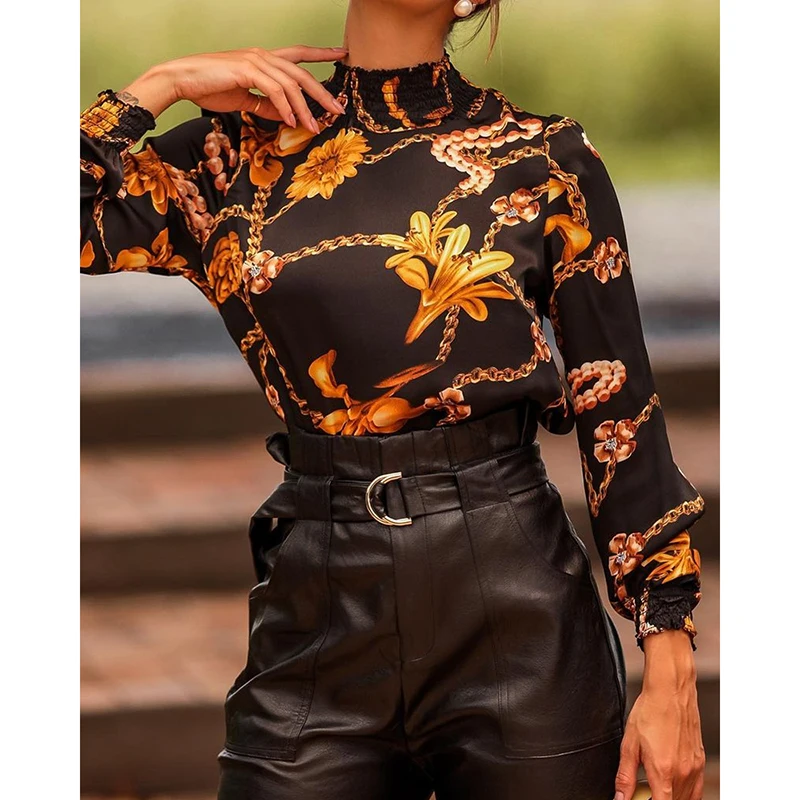 Женская блузка с высоким воротником и длинным рукавом, винтажный Повседневный облегающий пуловер с цветочным принтом в стиле ретро, модель ...
Женская блузка с высоким воротником и длинным рукавом, винтажный Повседневный облегающий пуловер с цветочным принтом в стиле ретро, модель ...