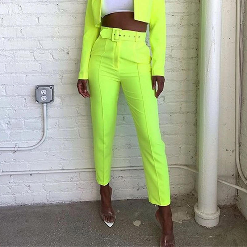 2020 New Womens casual purple Pant Capris with belt high waist yellow chic office lady Pant Trousers Streetwear Female Pant
2020 New Womens casual purple Pant Capris with belt high waist yellow chic office lady Pant Trousers Streetwear Female Pant