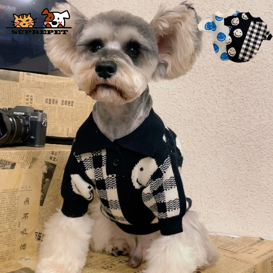 

SUPREPET вязаный клетчатый свитер для собак зимняя теплая удобная одежда для домашних животных Повседневная Милая одежда для щенков пальто для...