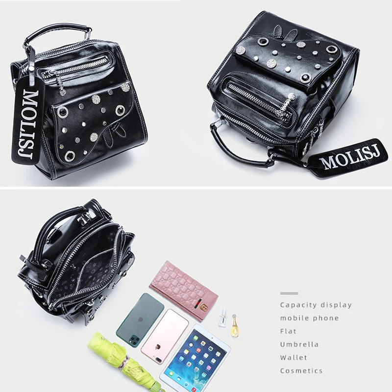 Designer Split Leather Women's Bag Duel-use Rivet Bag Wide Strap Over Shoulder Diamond Female Crossbody Tote Handbag
Designer Split Leather Women's Bag Duel-use Rivet Bag Wide Strap Over Shoulder Diamond Female Crossbody Tote Handbag