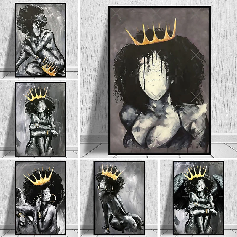 Black African Nude Woman Canvas Painting Golden Crown Girl Posters and Prints Scandinavian Cuadros for Living Room Home Decor
Black African Nude Woman Canvas Painting Golden Crown Girl Posters and Prints Scandinavian Cuadros for Living Room Home Decor