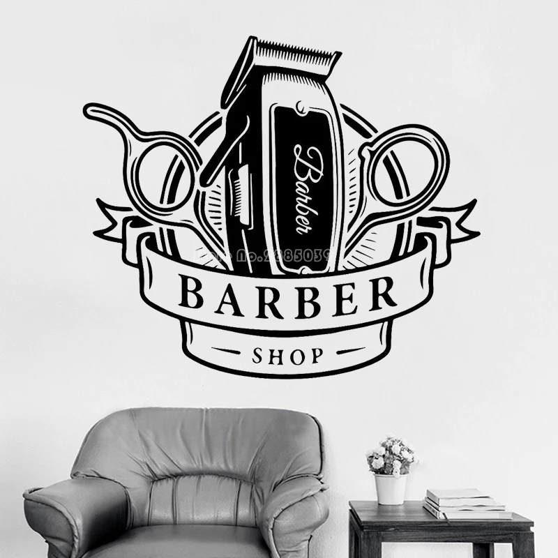 Креативные виниловые наклейки на стену с изображением парикмахера для мужчин, украшения для парикмахерской, настенные наклейки, настенные наклейки, фрески LL2480