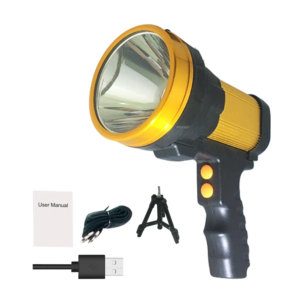 Portable LED Searchlight Super Bright Fishing Waterproof Camping Flashlight Outdoor USB Rechargeable Powerful Cordless Working 
Portable LED Searchlight Super Bright Fishing Waterproof Camping Flashlight Outdoor USB Rechargeable Powerful Cordless Working