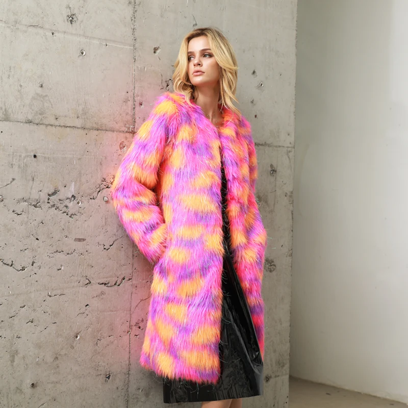 Women Faux Fur Jacket Multicolor Sparkling Long Sleeve Fourrure Femme Fluffy Hairy Warm Fake Fur Coat Winter Slim Outerwear
Women Faux Fur Jacket Multicolor Sparkling Long Sleeve Fourrure Femme Fluffy Hairy Warm Fake Fur Coat Winter Slim Outerwear