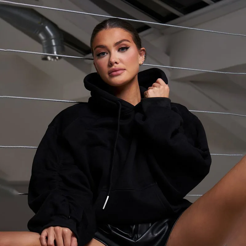 2021 New Fashion Design Sense Oversleeves Hooded Pullover Loose Solid Color Hoodie Women European and American
2021 New Fashion Design Sense Oversleeves Hooded Pullover Loose Solid Color Hoodie Women European and American