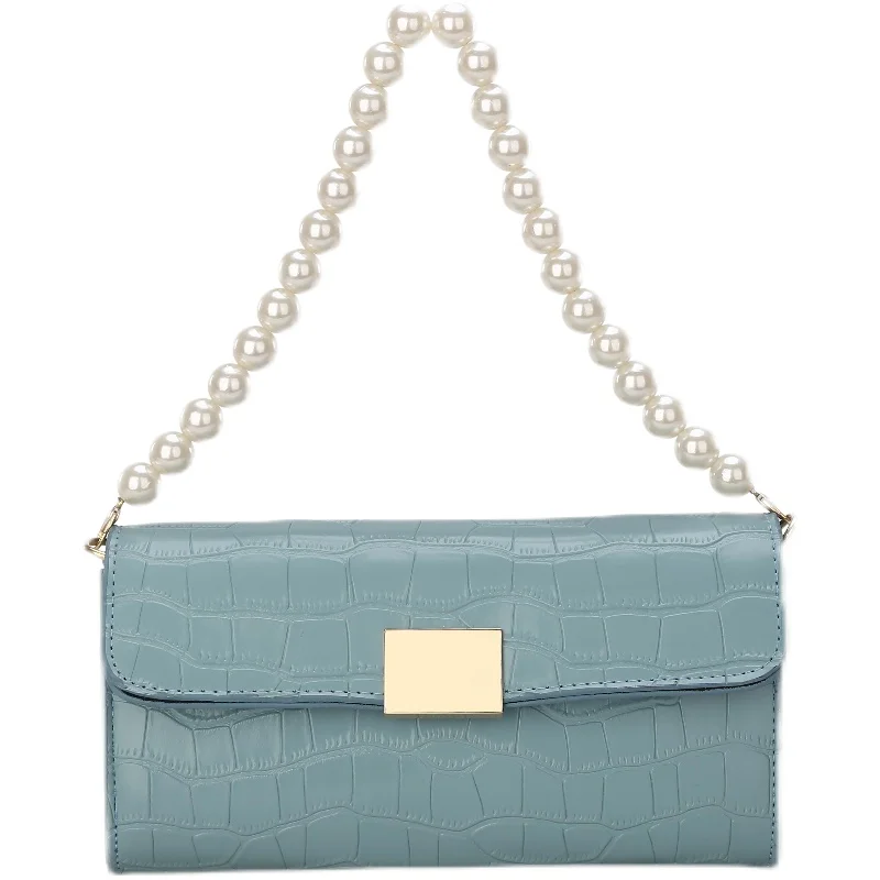 Elegant Women Pearl Chain Handbags Simple Stone Pattern Female Shoulder Underarm Bags Solid Color PU Leather Ladies Clutch Purse
Elegant Women Pearl Chain Handbags Simple Stone Pattern Female Shoulder Underarm Bags Solid Color PU Leather Ladies Clutch Purse