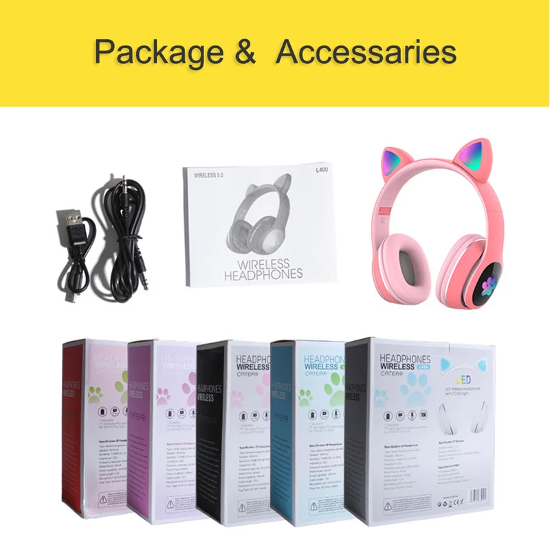 Bluetooth Headphone Headset Cute Cat Ear Flash Heavy Bass Stereo Wireless Foldable TF Card Music Player Game Phone Earphone
Bluetooth Headphone Headset Cute Cat Ear Flash Heavy Bass Stereo Wireless Foldable TF Card Music Player Game Phone Earphone