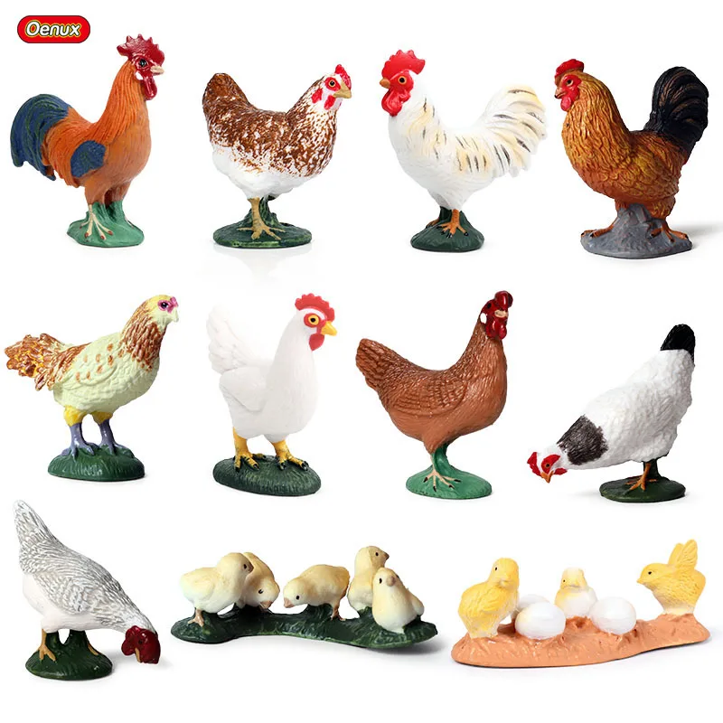 

Oenux Simulation Cute Poultry Farm Animals Model Duck Goose Hen Chicken Cow Pig Miniature Action Figures Toy Xmas Gift For Kids