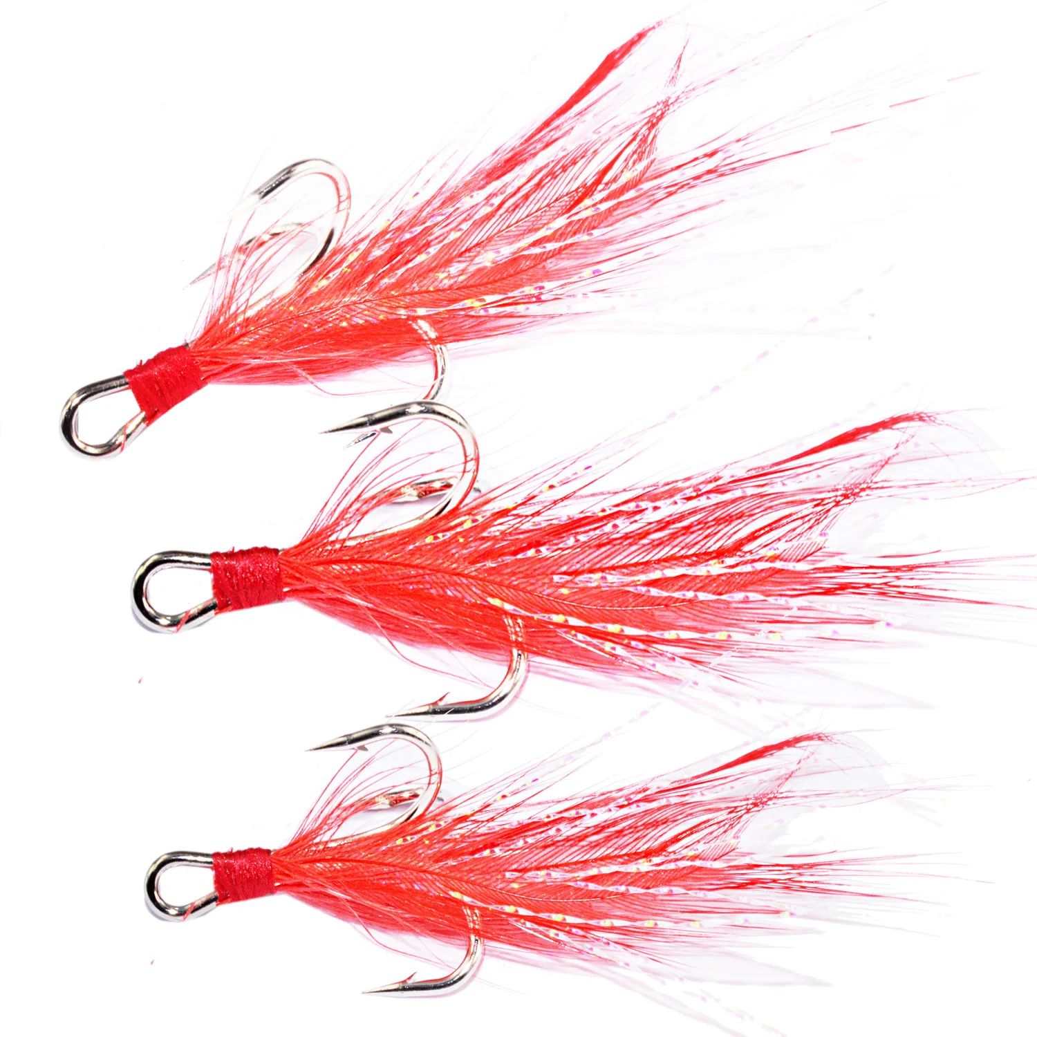 AH10 Treble Strong Fish Hooks Treble Hooks with Feather #4 #6 Custom Red Feather Hooks Tail Feather Jig Hooks
AH10 Treble Strong Fish Hooks Treble Hooks with Feather #4 #6 Custom Red Feather Hooks Tail Feather Jig Hooks