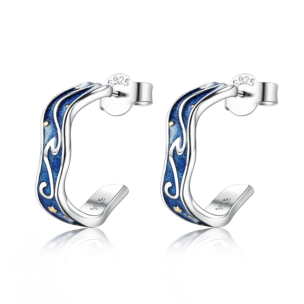 

INALIS S925 Sterling Silver Earrings Water Ripples Earring For Girls Fine Jewelry Gift Christmas Day Best Selling Wholesale