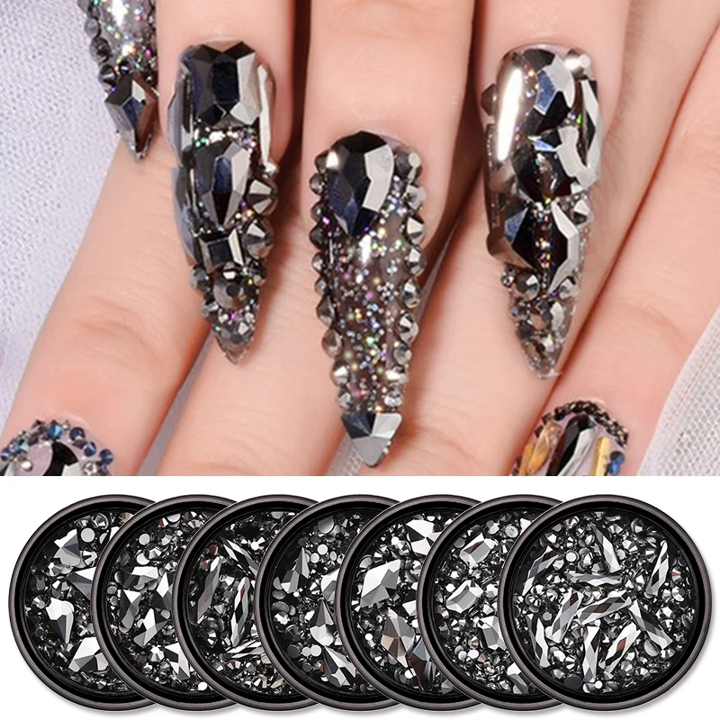 1 коробка прозрачных кристаллов AB Nail Art Стразы DIY без горячей фиксации плоские