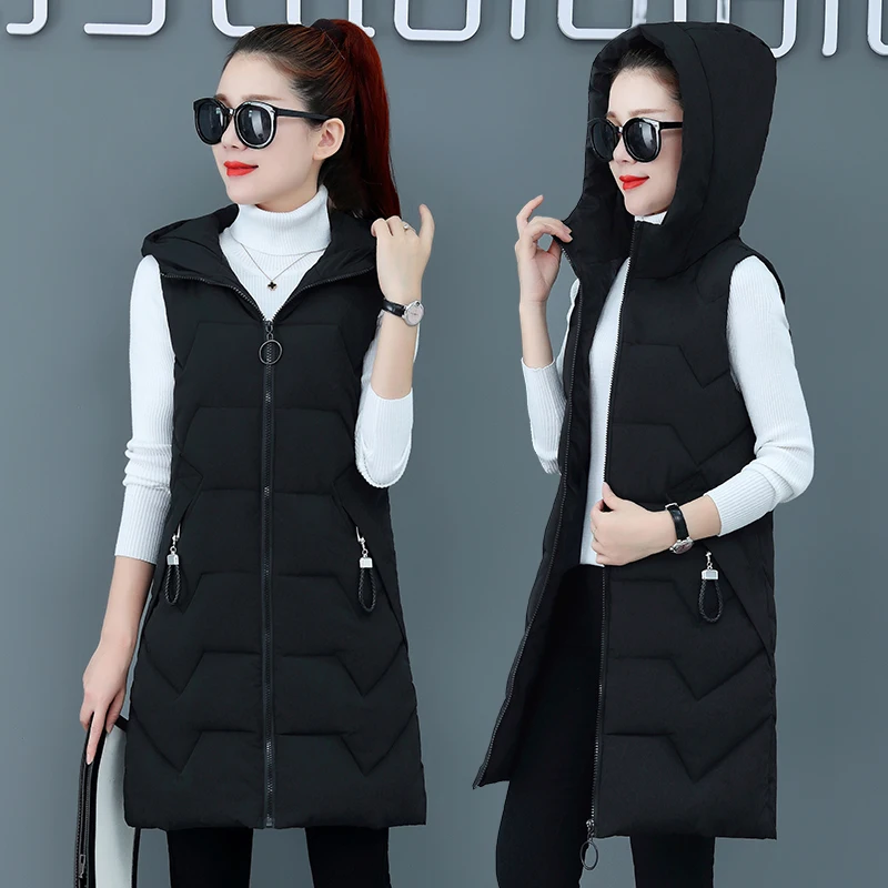 2019 Autumn Winter Long Women Waistcoat Jacket Fashion Slim Down cotton Hooded Vest Casual All-match Female Warm Sleeveless Coat
2019 Autumn Winter Long Women Waistcoat Jacket Fashion Slim Down cotton Hooded Vest Casual All-match Female Warm Sleeveless Coat