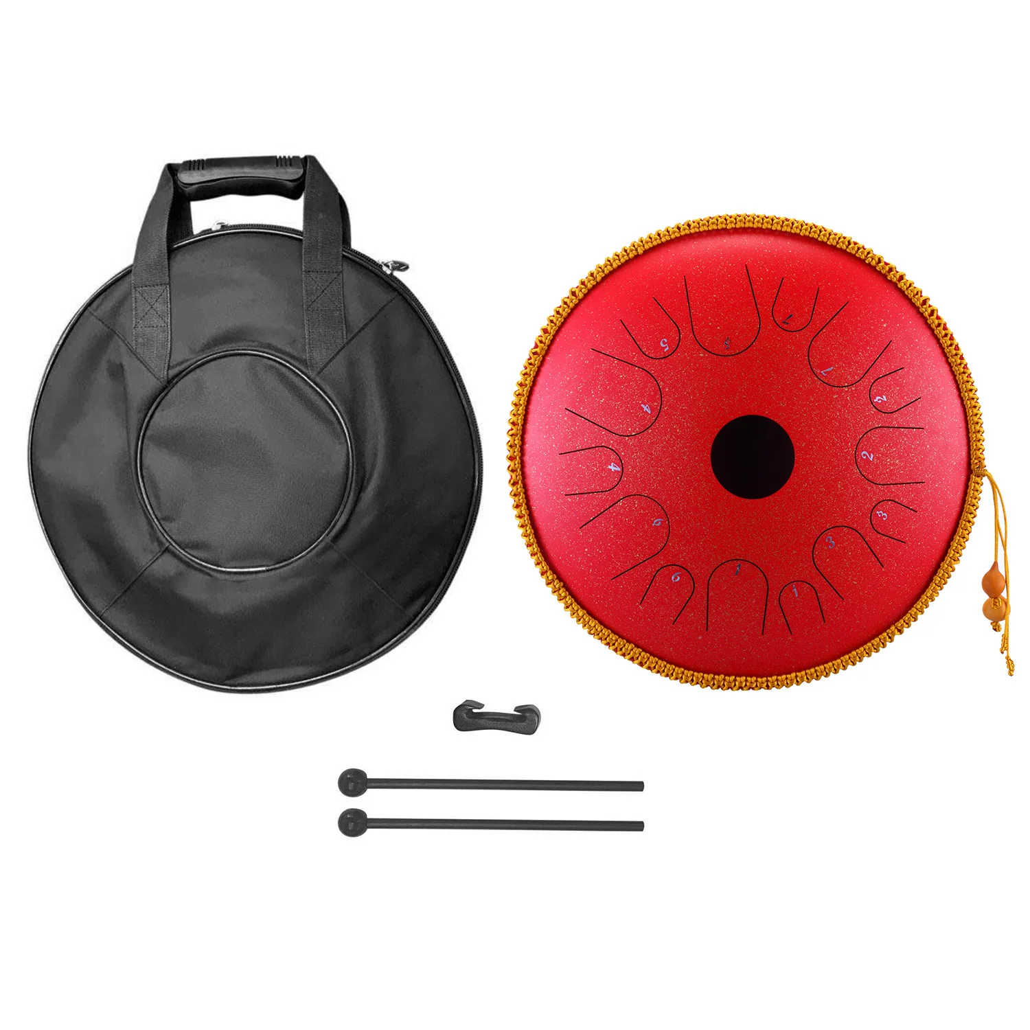 14 Inch 14 Note Alloy Steel Hand Pan Drum C Tone Manual Percussion Handpan Drum with Ebony Drumsticks
14 Inch 14 Note Alloy Steel Hand Pan Drum C Tone Manual Percussion Handpan Drum with Ebony Drumsticks