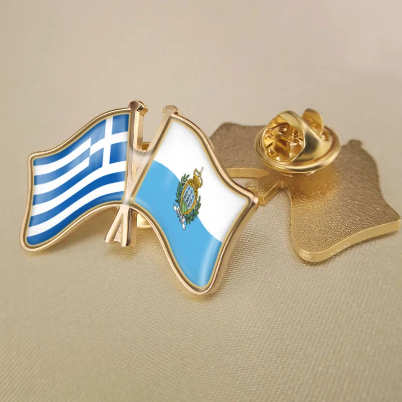 Greece and San Marino Crossed Double Friendship Flags Lapel Pins Brooch Badges
Greece and San Marino Crossed Double Friendship Flags Lapel Pins Brooch Badges