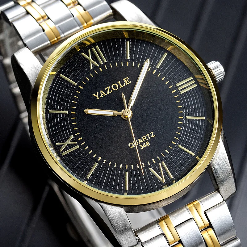 YAZOLE brand Leisure business Men's Quartz Watch waterproof, luminous, gold steel strap, gentleman style
YAZOLE brand Leisure business Men's Quartz Watch waterproof, luminous, gold steel strap, gentleman style