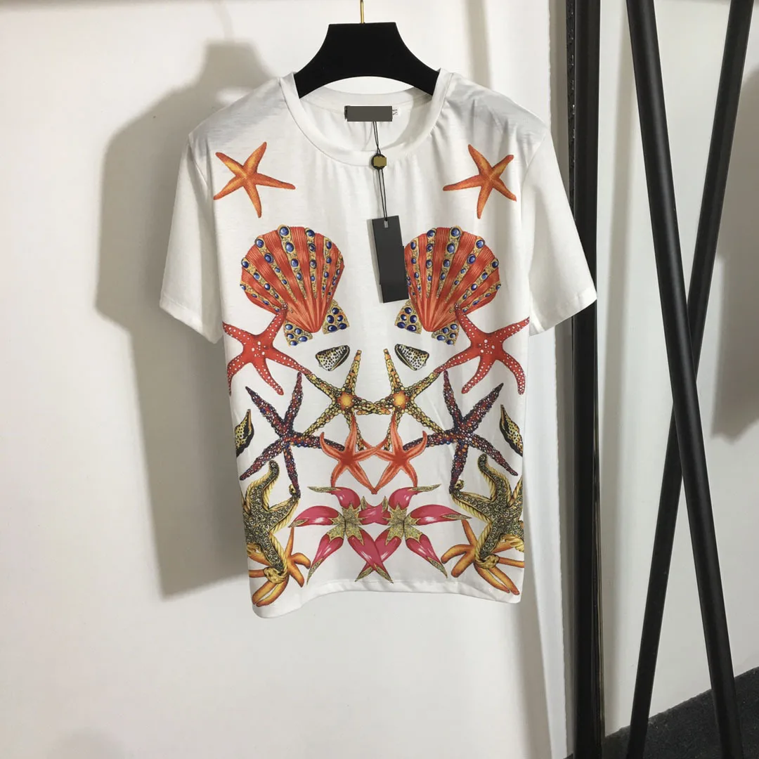 Tide Fashion White Cotton Short-Sleeve Oversize T-Shirt Casual Shell Starfish Print Top Short-Sleeved Tee Brand Vinatge Summer
Tide Fashion White Cotton Short-Sleeve Oversize T-Shirt Casual Shell Starfish Print Top Short-Sleeved Tee Brand Vinatge Summer