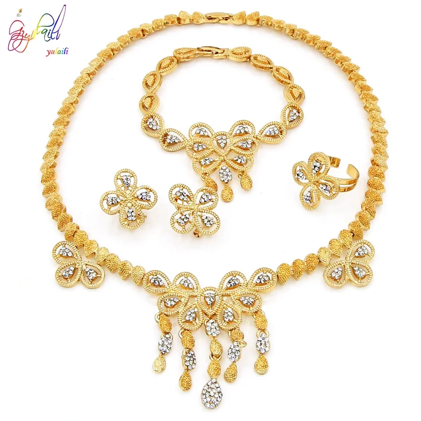 Yulaili Classic Women's Wedding African Jewelry Sets Gold-color Fine Necklace Fashion Earrings Accessory Gift 2019 New Arrivals
Yulaili Classic Women's Wedding African Jewelry Sets Gold-color Fine Necklace Fashion Earrings Accessory Gift 2019 New Arrivals
