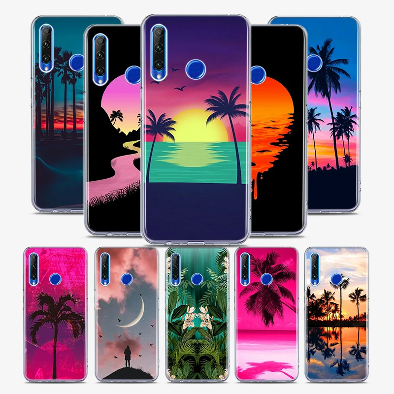 Летний пляж пальмы силиконовый чехол для Honor 30 30S 30i 9 10 9A 9C 9S 9N 10i 10X 9X Lite рro 5G